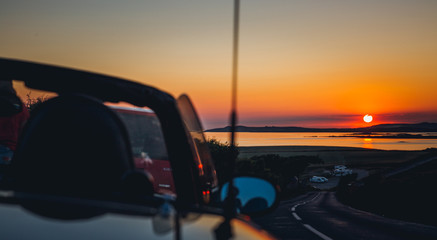summer sports car sunset seaside