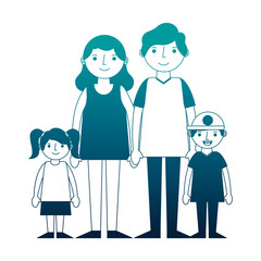 happy family parents with her son and daugther