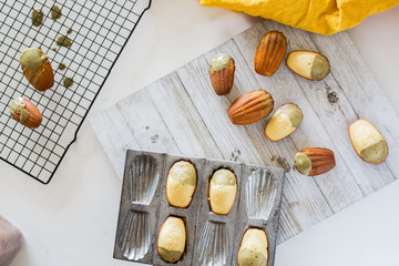 Matcha Dipped Madeleine Cakes