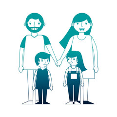 cute family parents holding hands and son daughter