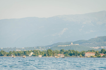 View from the beach to the town of Leptokarya, Greece