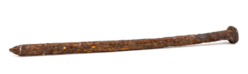 Nail rusty, isolated on white background