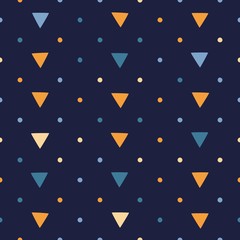 Seamless pattern with triangles on a dark background. Vector repeating texture. - 213105516