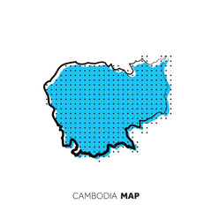 Cambodia vector country map. Map outline with dots.