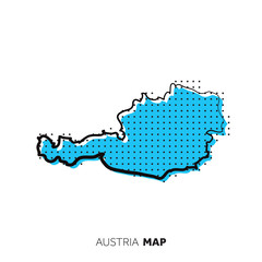 Austria vector country map. Map outline with dots.