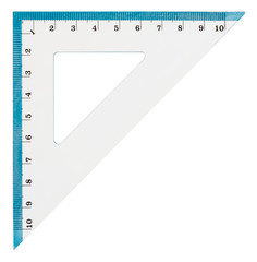 White plastic transparent triangle, isolated on white background, with clipping path