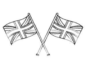 flags in pole crossed of great britain icon