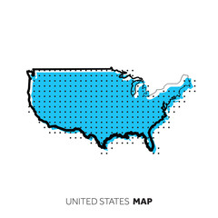 United States vector country map. Map outline with dots.