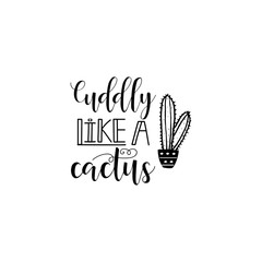Fototapeta premium Cuddly like a cactus. Lettering. calligraphy vector illustration.