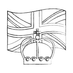 flag of great britain with king crown icon