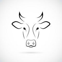 Cow muzzle silhouette. Mammal line icon. Minimalistic template design. Vector illustration.