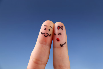 Loving couple finger puppets
