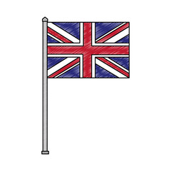 flag in pole of great britain isolated icon