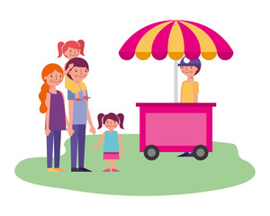 shop fast food cart with family icon