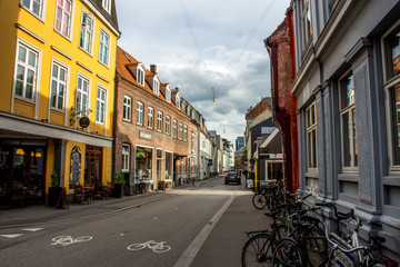 Fototapeta na wymiar Small city street in Denmark