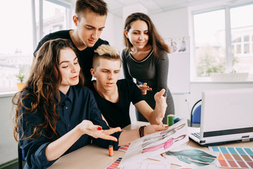 Design, teamwork, brainstorming, business meeting, creative people, office concept. Fashion...