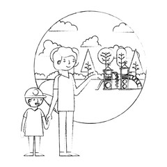 father with little son in the park playground