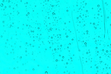 water drops on glass, texture, abstract background, summer rain, blue, menthol
