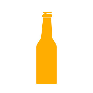 Beer bottle Icon. Mock up glass beer lemonade Clean Bottle. Yellow simple silhouette. Symbol Template Logo. Isolated vector illustration.