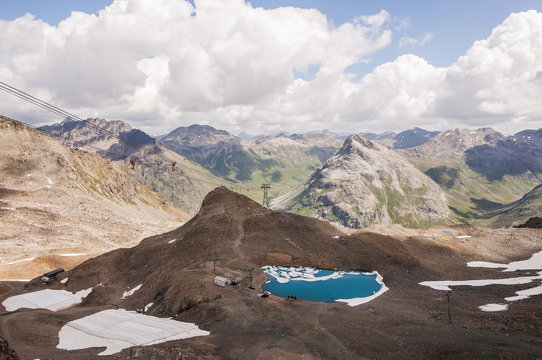 Diavolezza, Bernina, Alpen, Gletscher, Gletscherwanderung, Engadin, Speichersee, Beschneiungsanlage, Gletschersee, Graub&uuml;nden, Pontresina, Schweiz