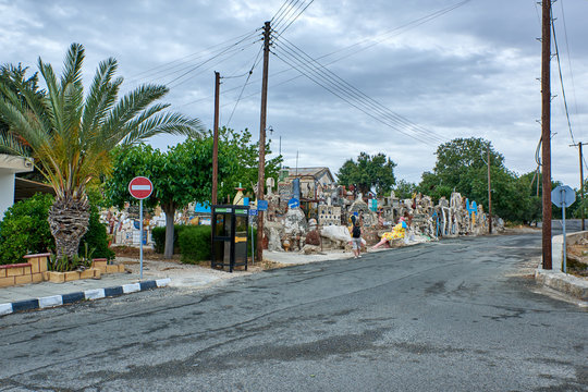 Cyprus. The village of Lempa. The picturesque fence of the Art College