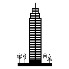 building structure with trees plants isolated icon