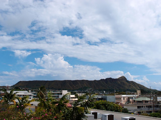 Diamond Head, buildings, and Kapahulu Town Area of Honolulu