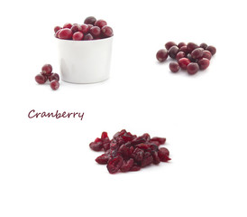 Collection of Cranberries isolated on white