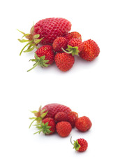 Two stacks Strawberries isolated on white