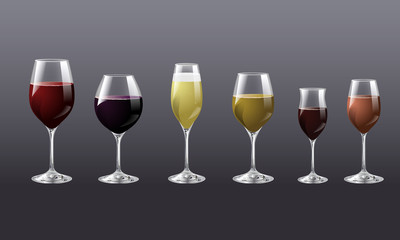 Wine and Champaigne in Wine Glasses