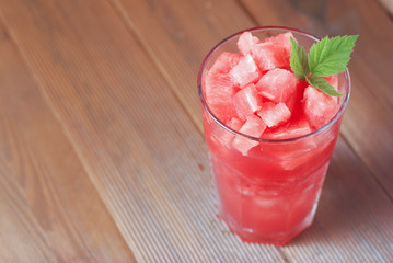 Summer Glass drink watermelon Cocktail Juice Minl Leaves Isolated