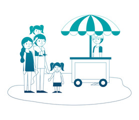 shop fast food cart with family icon