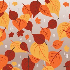 Fototapeta na wymiar background of autumn leaves and a drop of rain
