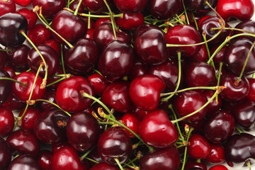 red cherry texture. red cherry background. Top view