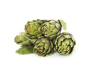 Obraz premium Fresh green Artichokeon white