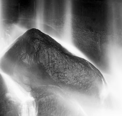 Waterfall On Rocks At Misol Ha Black and White