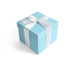 Gift box with ribbon on white background