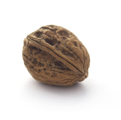 Single walnut isolated on white