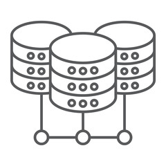 Data Center thin line icon, data and analytics, network hosting sign, vector graphics, a linear pattern on a white background, eps 10.