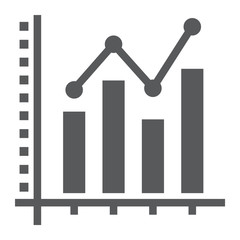 Bar Graph glyph icon, growth and chart, histogram sign, vector graphics, a solid pattern on a white background, eps 10.