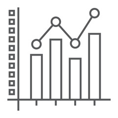 Bar Graph thin line icon, growth and chart, histogram sign, vector graphics, a linear pattern on a white background, eps 10.