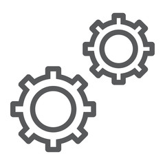 Configuration line icon, data and analytics, cog wheel sign, vector graphics, a linear pattern on a white background, eps 10.