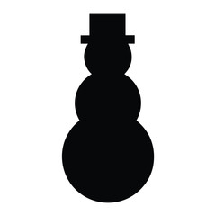 A black and white silhouette of a snowman in a top hat