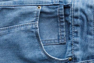 Closeup view of jeans pocket as background