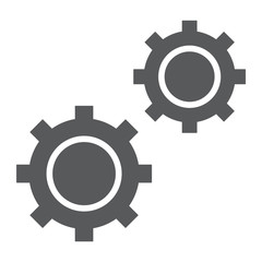 Configuration glyph icon, data and analytics, cog wheel sign, vector graphics, a solid pattern on a white background, eps 10.