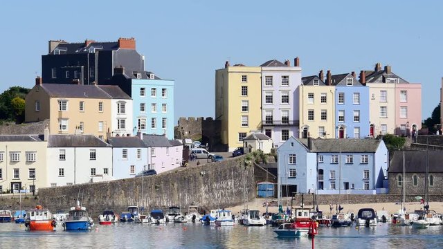 The bright colourful habour at Tenby Pembrokeshire Wales