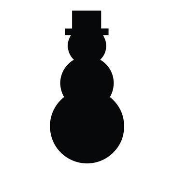 A black and white silhouette of a snowman in a top hat