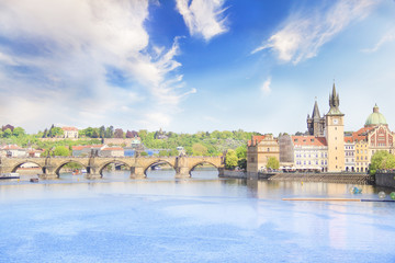 Obraz premium Beautiful view of Charles Bridge, Old Town and Old Town Tower of Charles Bridge, Czech Republic