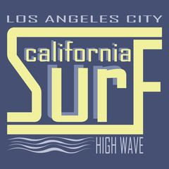 California surf typography, t-shirt graphics, s