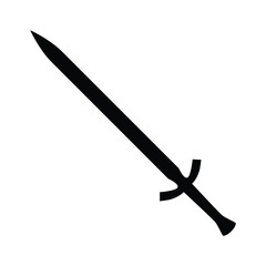 A black and white silhouette of a sword